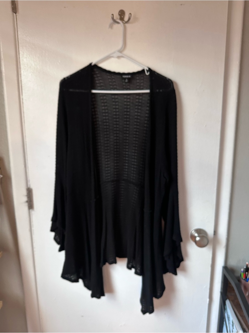 Black Torrid Open-Front Women's Cardigan Sweater with Bell Sleeves